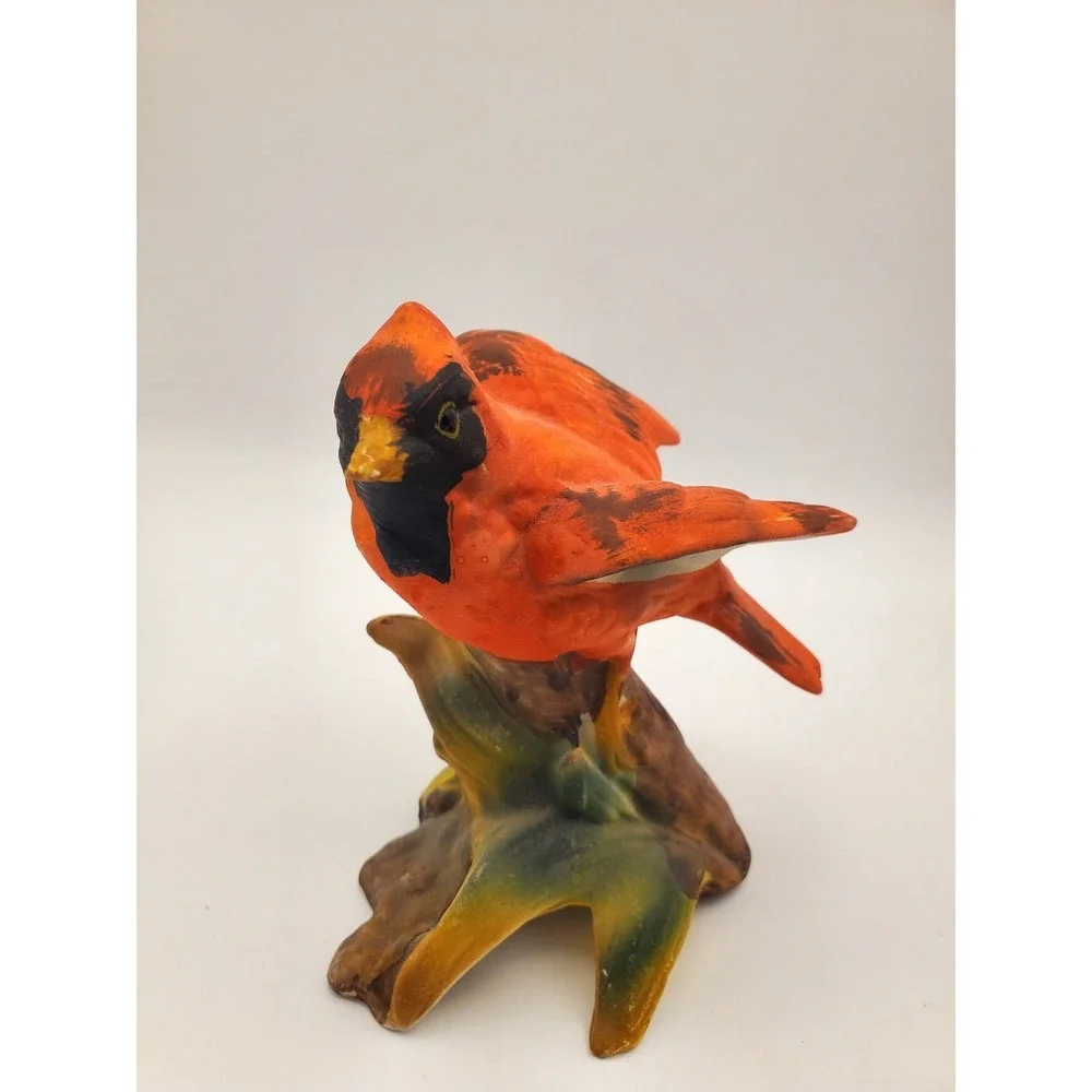 Vintage Mid-Century Ceramic Red Cardinal Bird Figurine